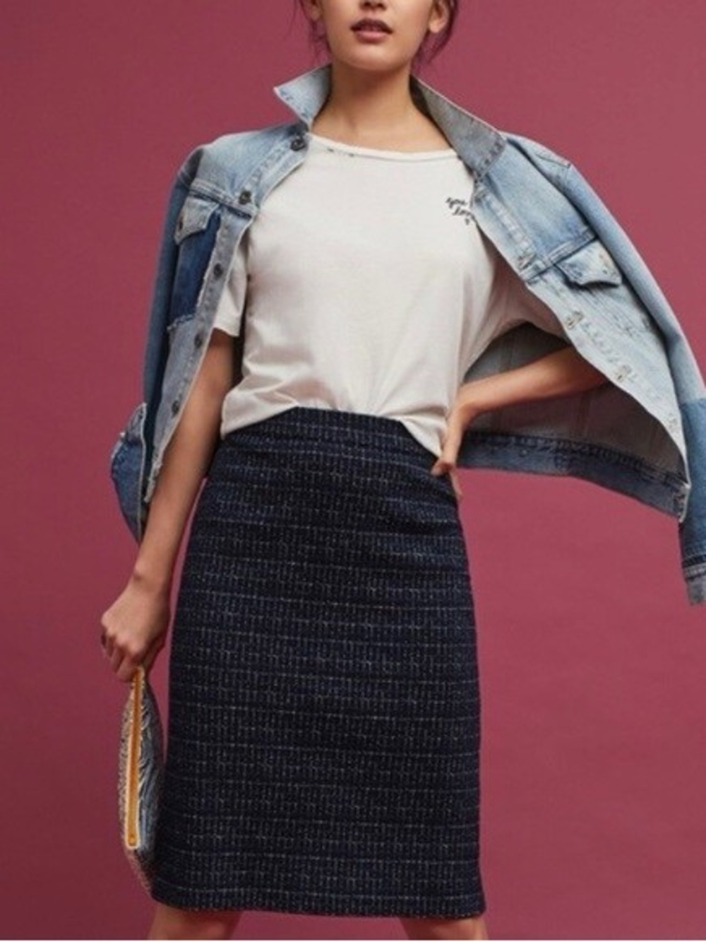 Anthropologie Maeve Printed Ponte Knit Skirt
